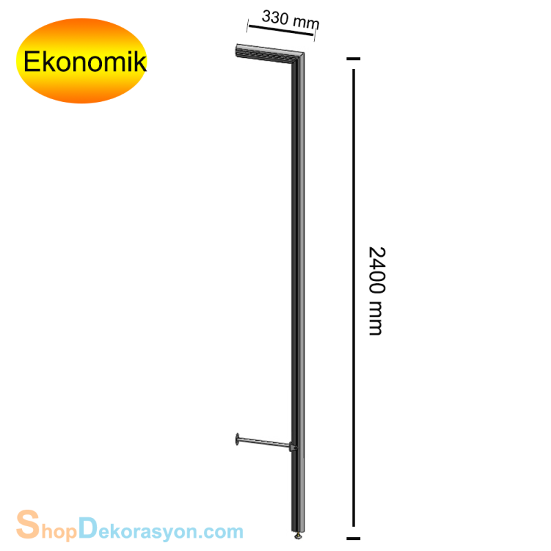 Duvar Önü F Tipi Raf Dikmesi, Mat Eloksal 
