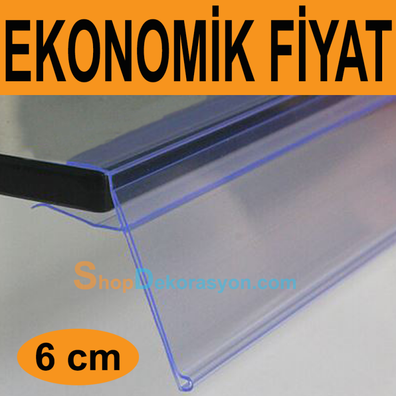 Pleksi Geçme Cam Raf Etiketi