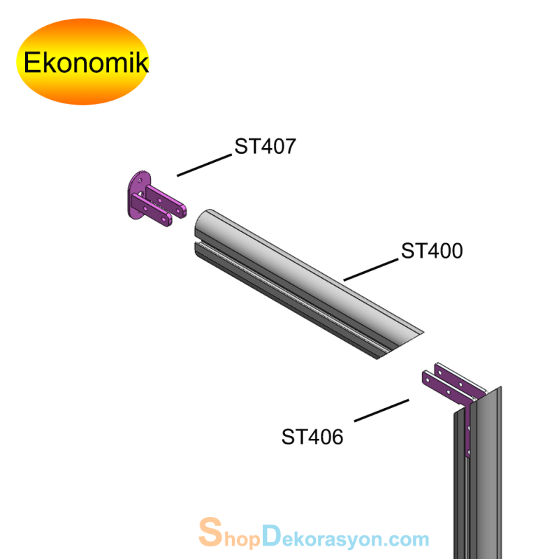 Duvar Önü F Tipi Raf Dikmesi, Mat Eloksal 