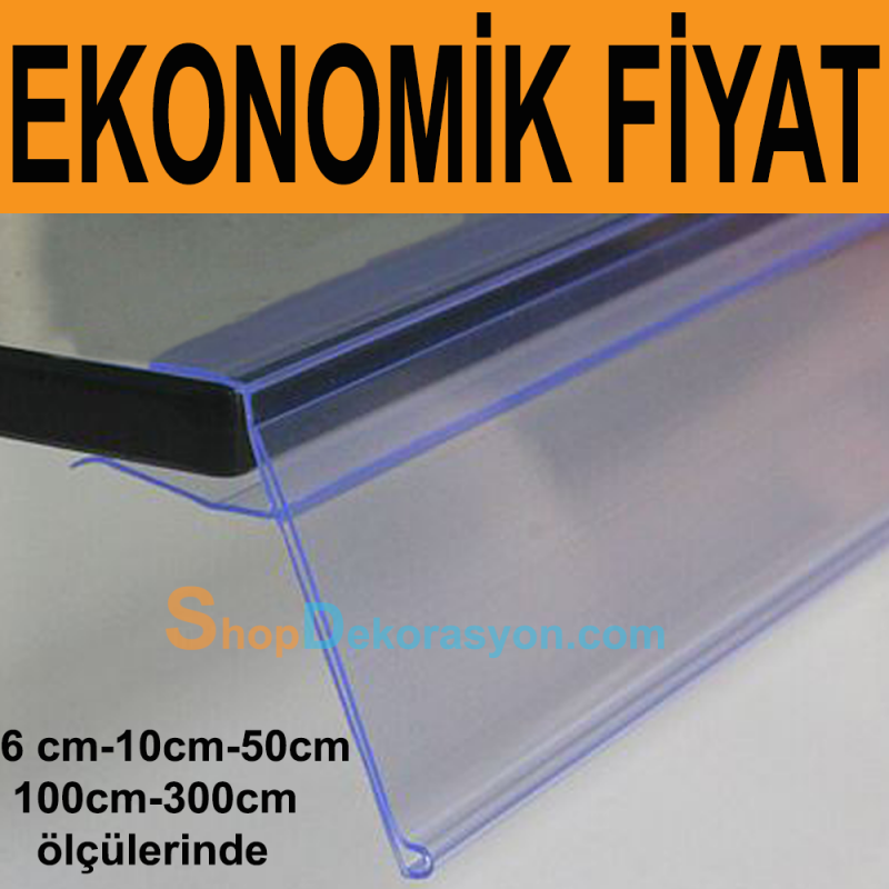 Pleksi Geçme Cam Raf Etiketi