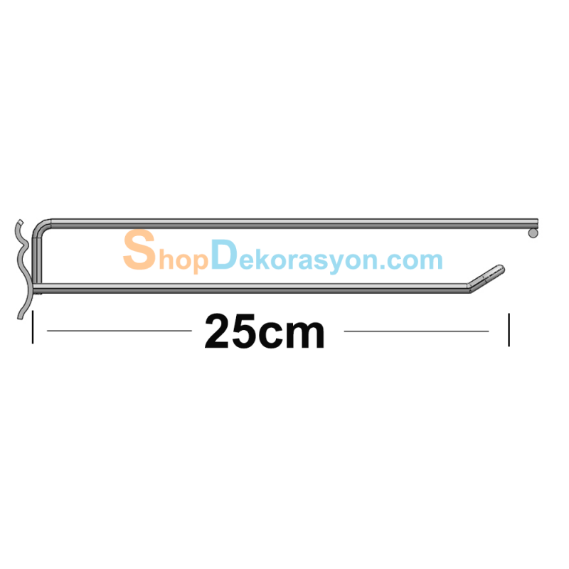 Dalgalı Balık Sırtı Alüminyum Raf Sistemleri Çift Telli U Tipi Etiket Taşıyıcılı Kanca 25cm