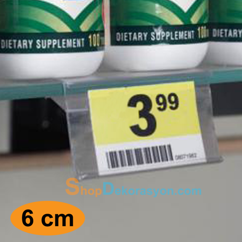 Pleksi Geçme Cam Raf Etiketi