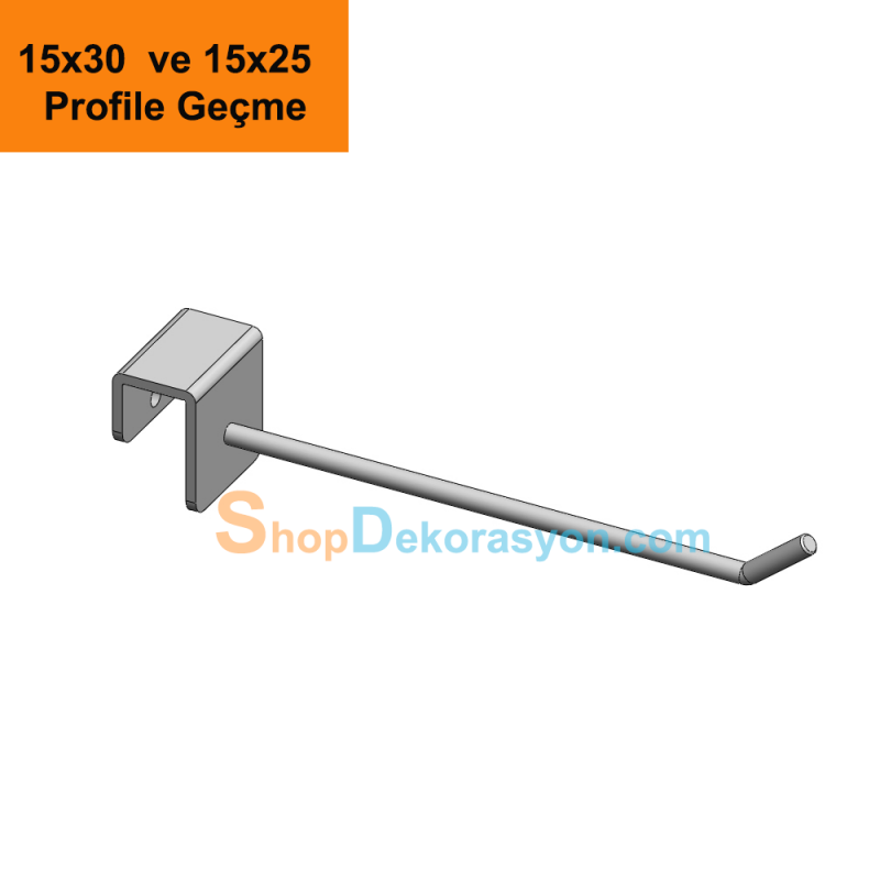 15cm Aksesuar Çubuğu,  15 X 25 ve 15x30 Düz Askı Barı Üzerine Geçme