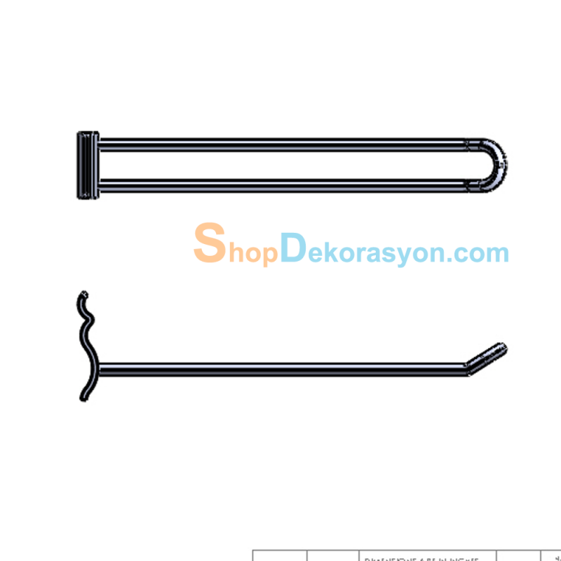 Dalgalı Panel Kutulu Ürün Çubuk Askı Taşıyıcı Raf Kancası 20cm