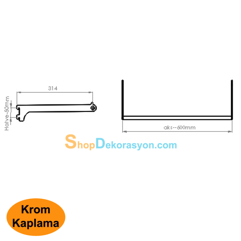 Borulu U Tipi Askı Taşıyıcı Krom