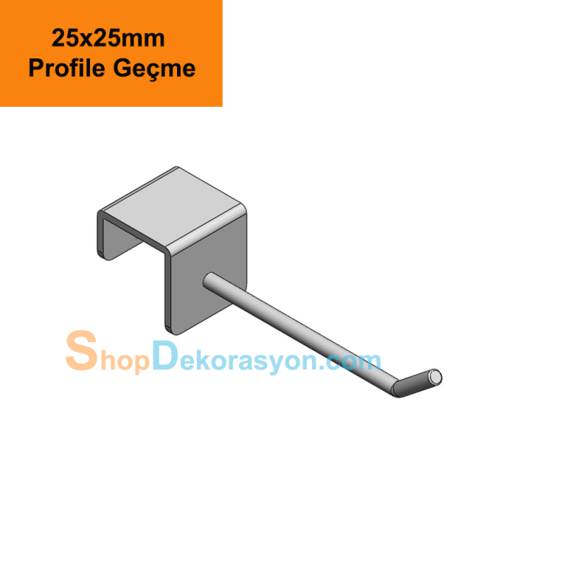 25x25mm Profile Geçme Aksesuar Askı Kancası 10cm