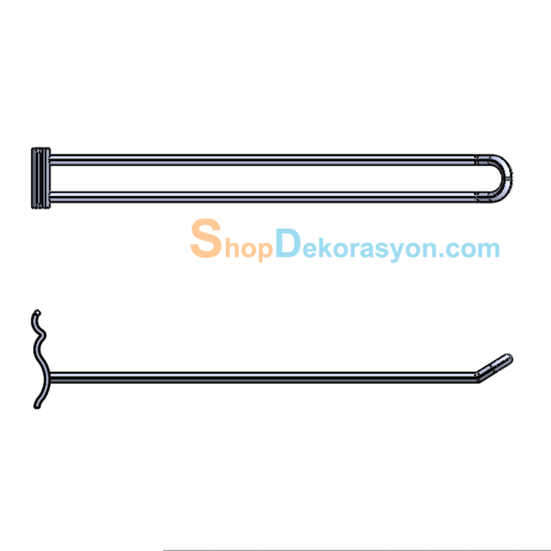 Dalgalı Panel Raf Sistemi Çift Telli Ürün Askı Raf Kancası 25cm