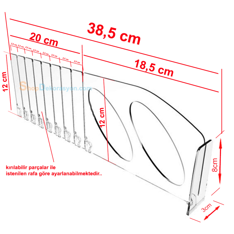 Oval Kırılabilir Bölücü, Yükseklik 12cm