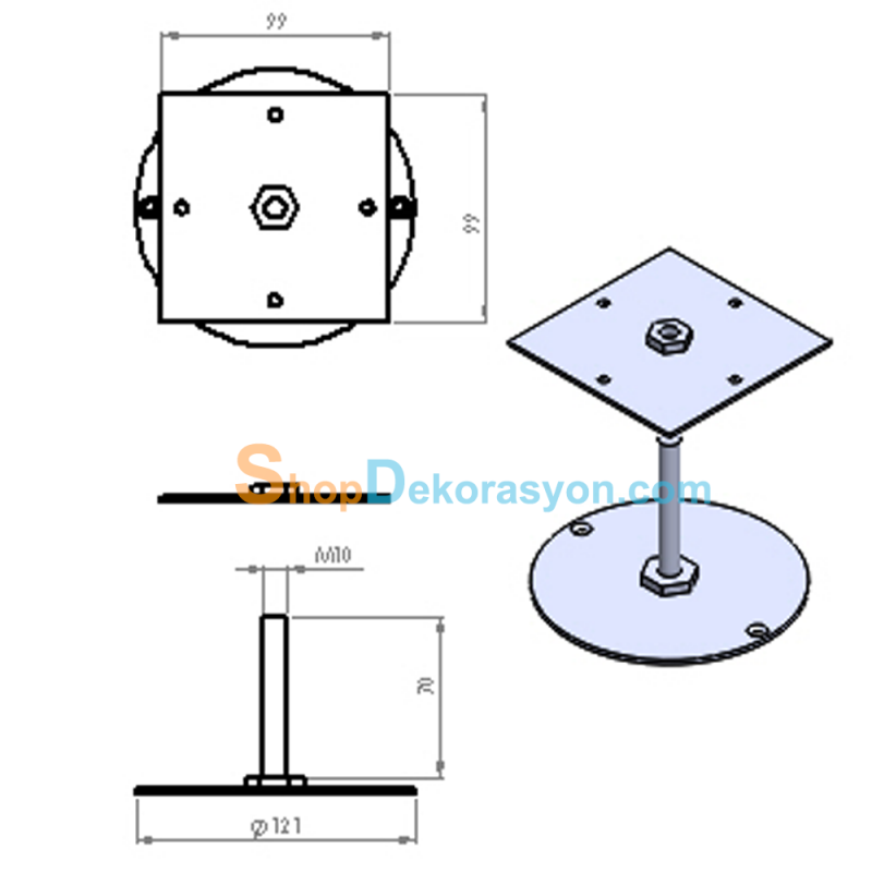 Ahşap Dikme Zemin Bağlantı Seti Ayağı
