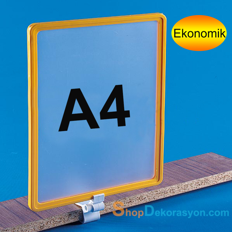 Ahşap ve Cam Raf için Kıskaçlı A4 Fiyat Etiketliği