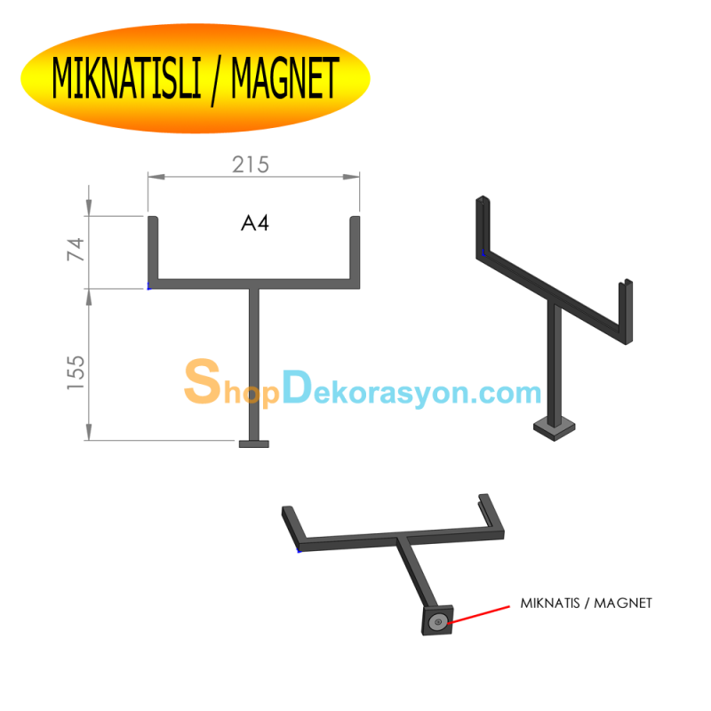 Stand Üstü Mıknatıslı A4 Metal Fiyat Etiketliği