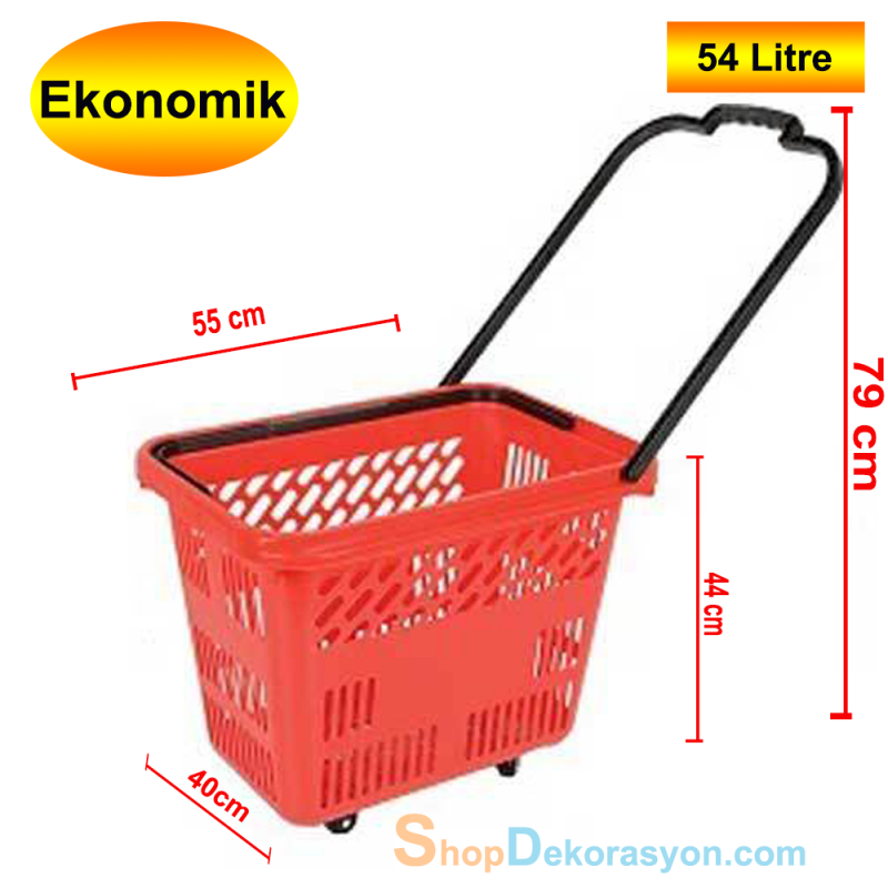 Tekerlekli Plastik Market Sepeti 54 Litre