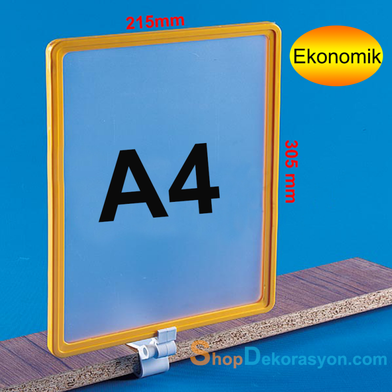 Ahşap ve Cam Raf için Kıskaçlı A4 Fiyat Etiketliği