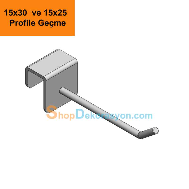 10cm Aksesuar Çubuğu,  15 X 25 ve 15x30 Düz Askı Barı Üzerine Geçme