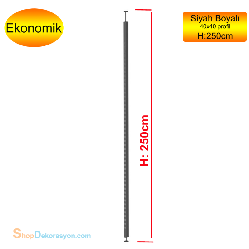 Tavan Bağlantılı Vitrin Metal Dikmesi, 250cm