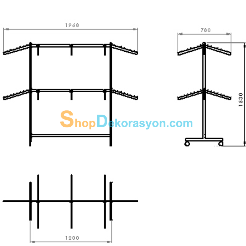 Kırtasiye Çanta Teşhir Standları , Krom