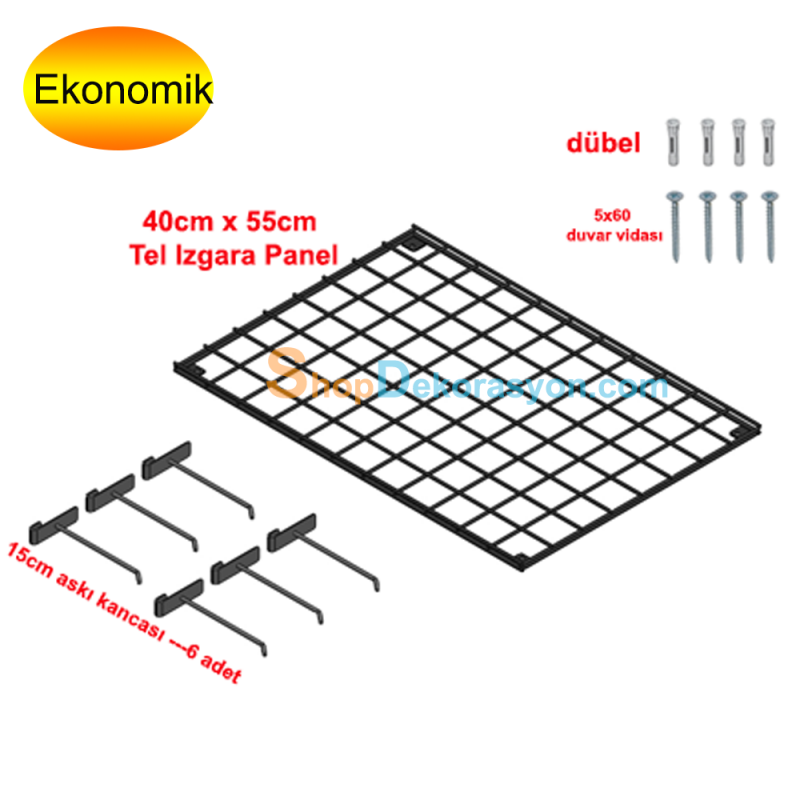 Duvar Tel Izgara Aksesuarlık Standı, 40cm x 55cm