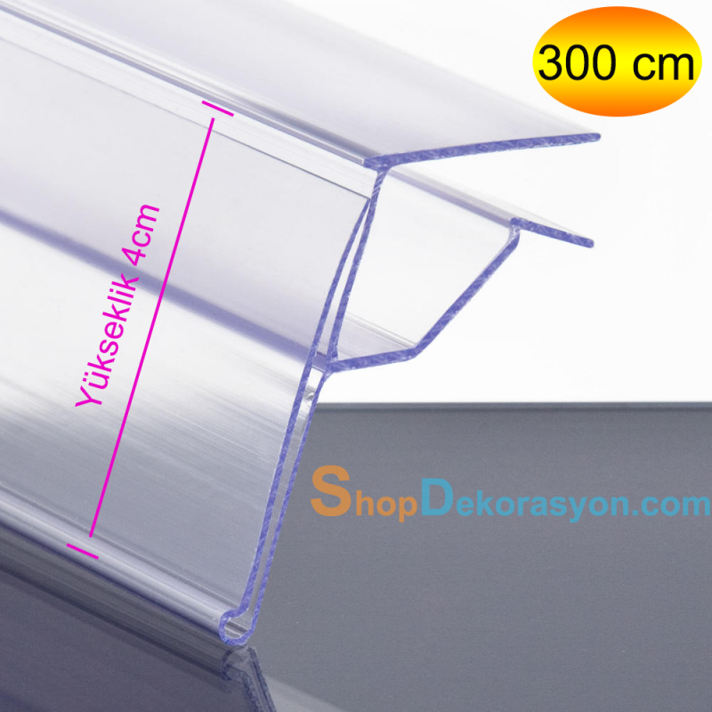 Ahşap Raf Önü Fiyat Etiketliği Profili, Şeffaf , 300 cm