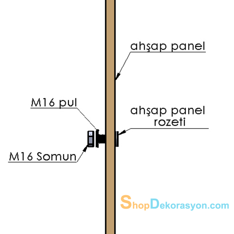 Ahşap Panel Mono Rozet Askı Burcu