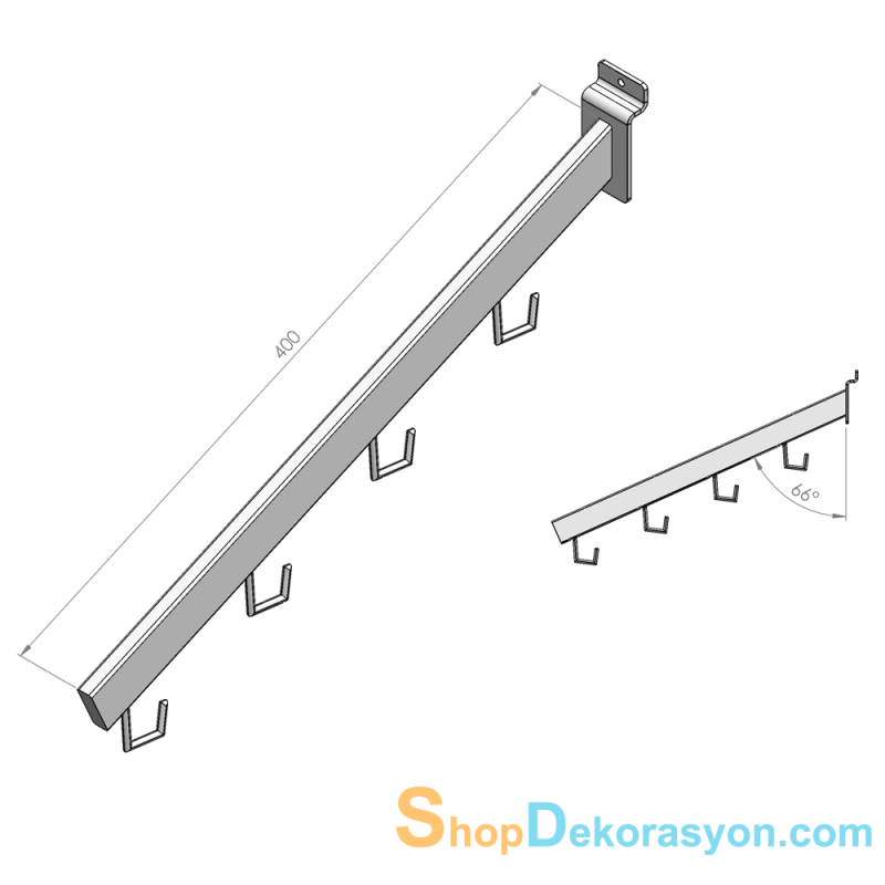 Kanala Geçme Kancalı Eğimli Baston Askılık
