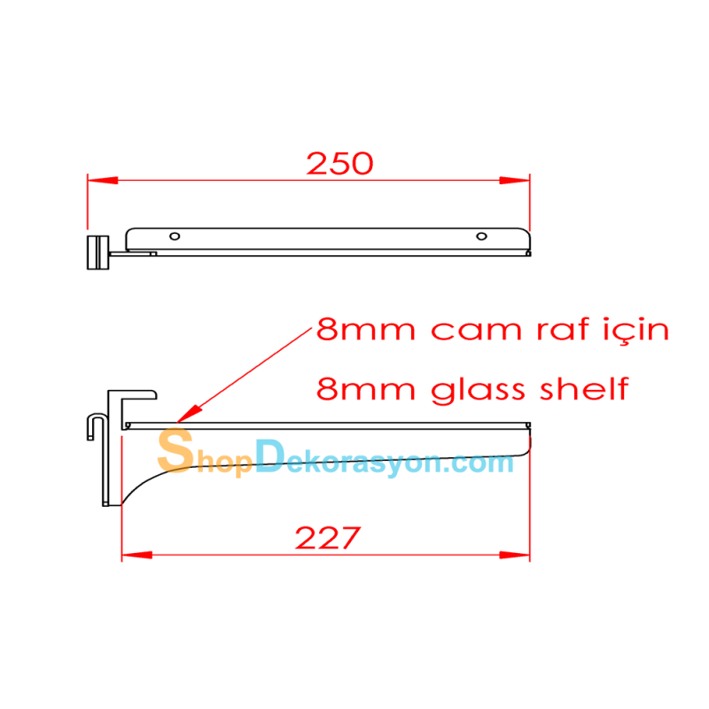 Tel Izgara Panel Cam Raf Taşıyıcı 