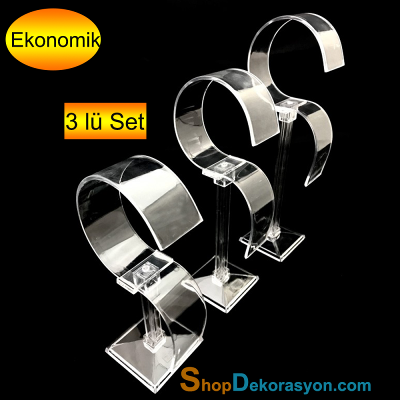 Vitrin Kemer Teşhir Standı Üçlü Plastik