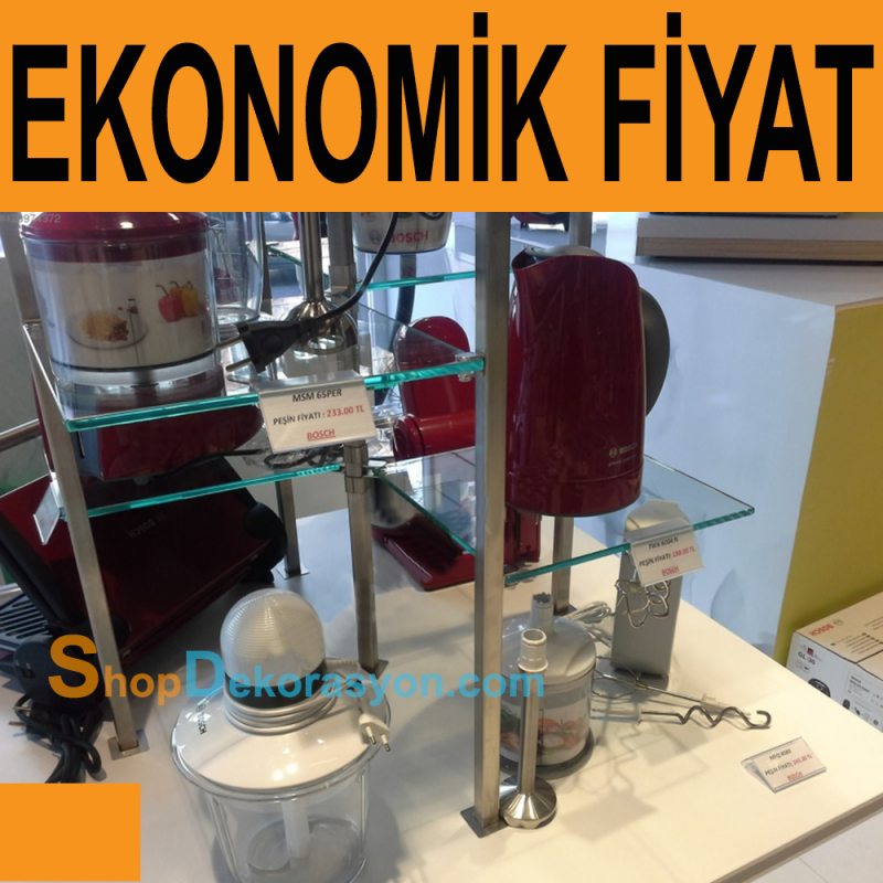 Cam Raf Etiket Tutucu