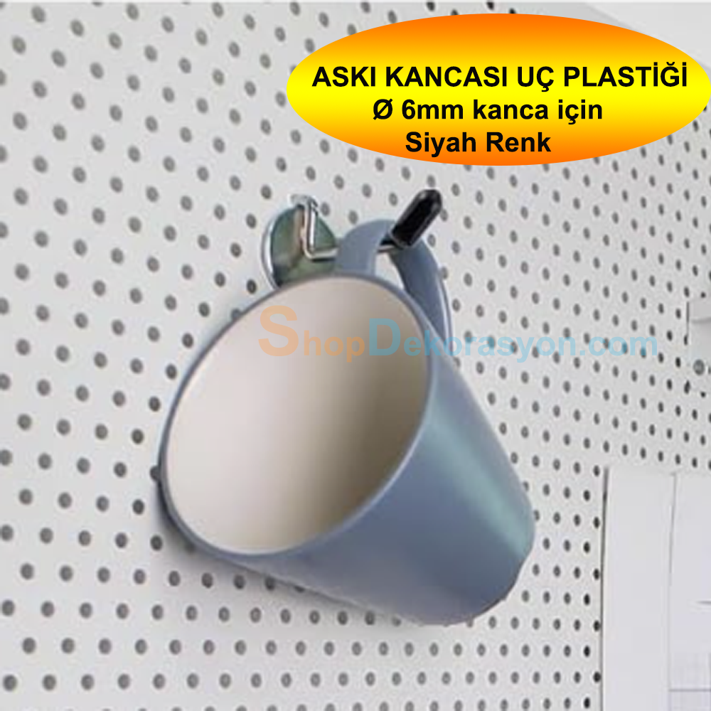 Mağaza Askı Teli Ucu Plastik Koruyucu, Çap 6mm , Siyah