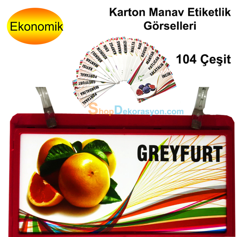 Manav Reyonu Etiketlikleri Ürün Görselleri Karton, 104 Çeşit