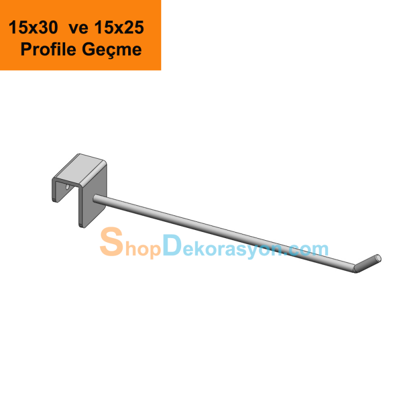 20cm Ürün Aksesuar Raf Çubuğu,  15 X 25 ve 15x30 Düz Askı Barı Üzerine Geçme