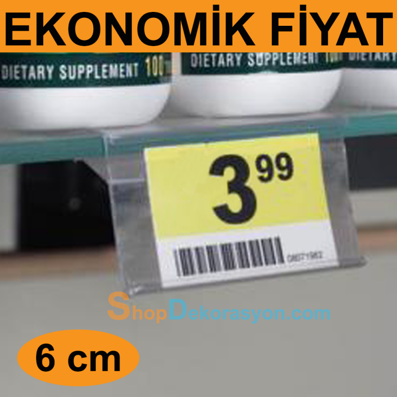 Pleksi Geçme Cam Raf Etiketi