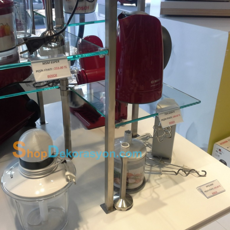 Cam Raf Etiket Tutucu