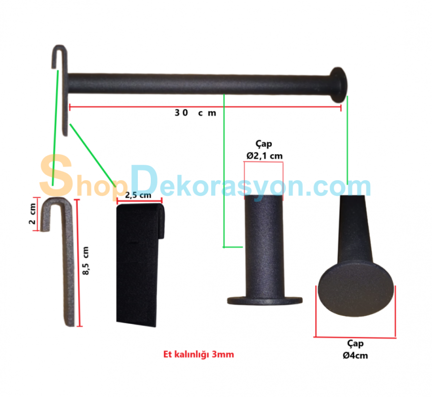 Grid Raf Sistemleri Düz Baston Öne Bakan Askılık