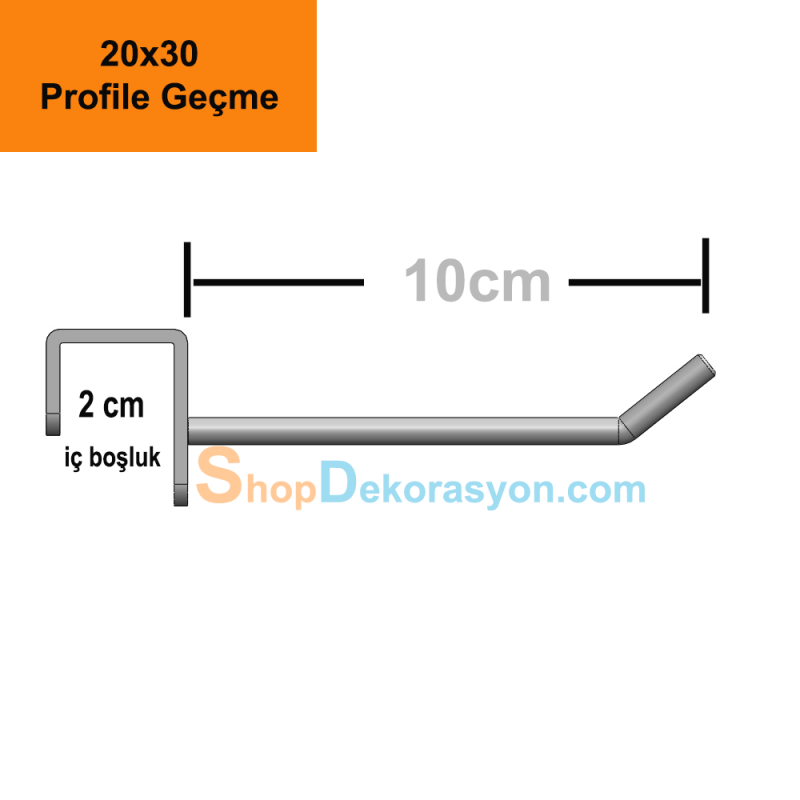 AB1 Geçme Kanca 20x30 Profile Geçme 10cm