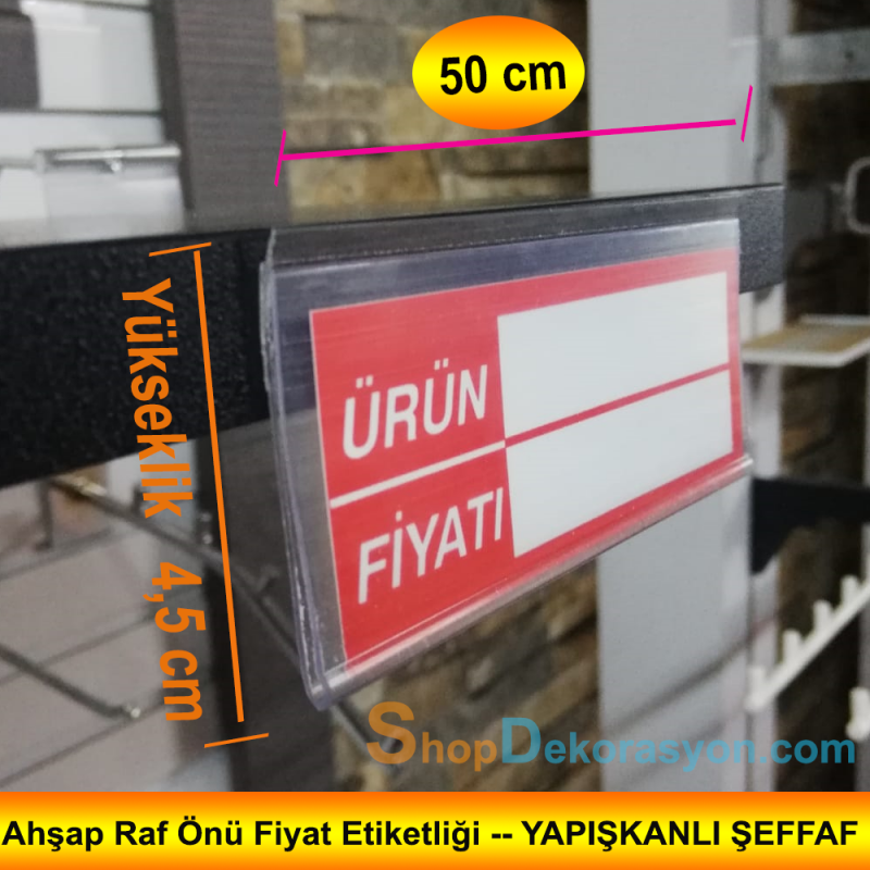 Raf Önü Fiyat Etiketlikleri, Şeffaf , Yapışkanlı 50 cm