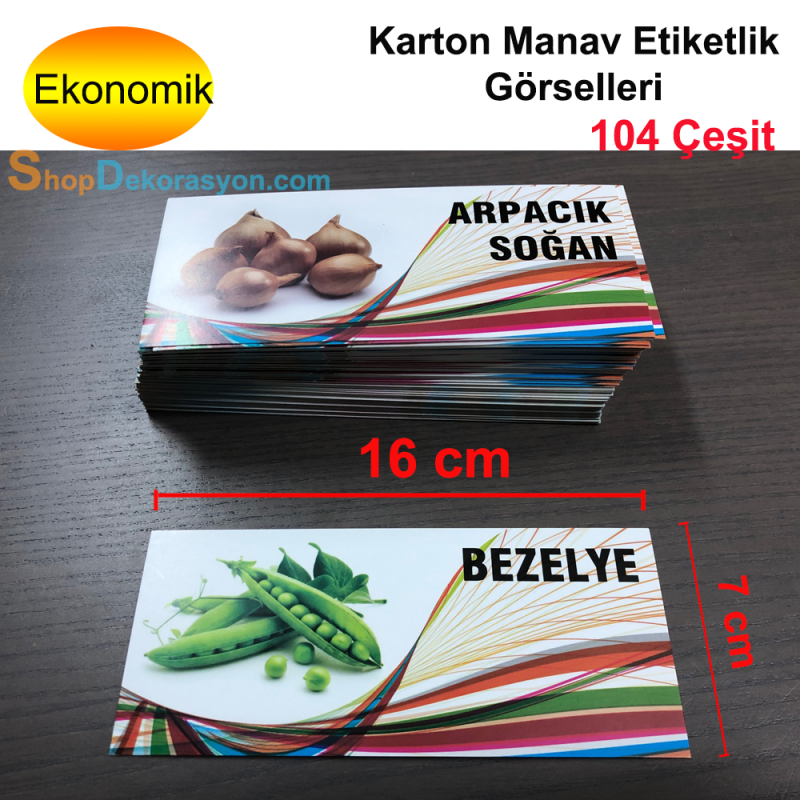 Manav Reyonu Etiketlikleri Ürün Görselleri Karton, 104 Çeşit