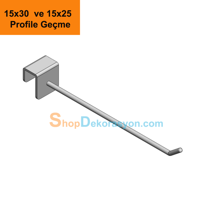 20cm Ürün Aksesuar Raf Çubuğu,  15 X 25 ve 15x30 Düz Askı Barı Üzerine Geçme