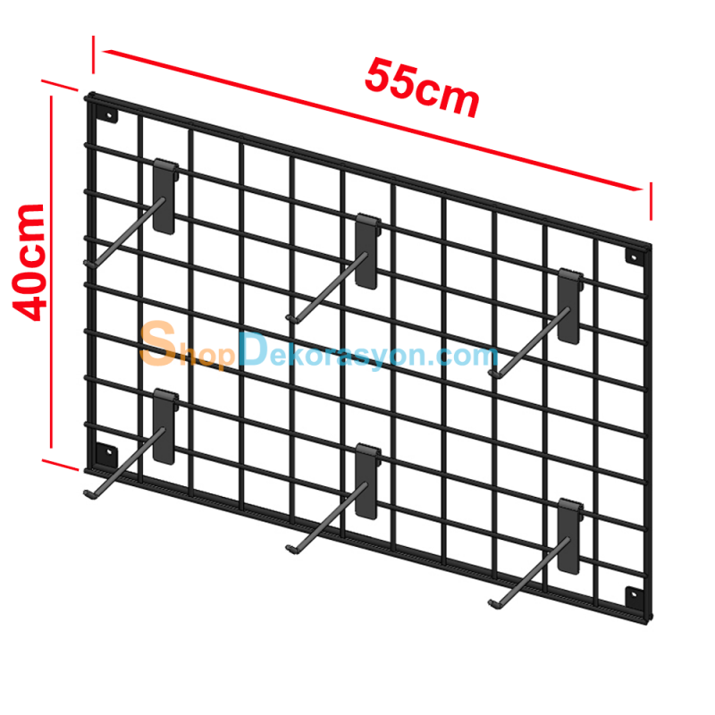 Duvar Tel Izgara Aksesuarlık Standı, 40cm x 55cm
