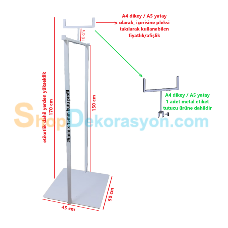 Etiketlikli Askı Standı, Beyaz