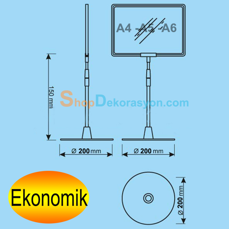 Yuvarlak Ayak Fiyatlık Tutucu, A4