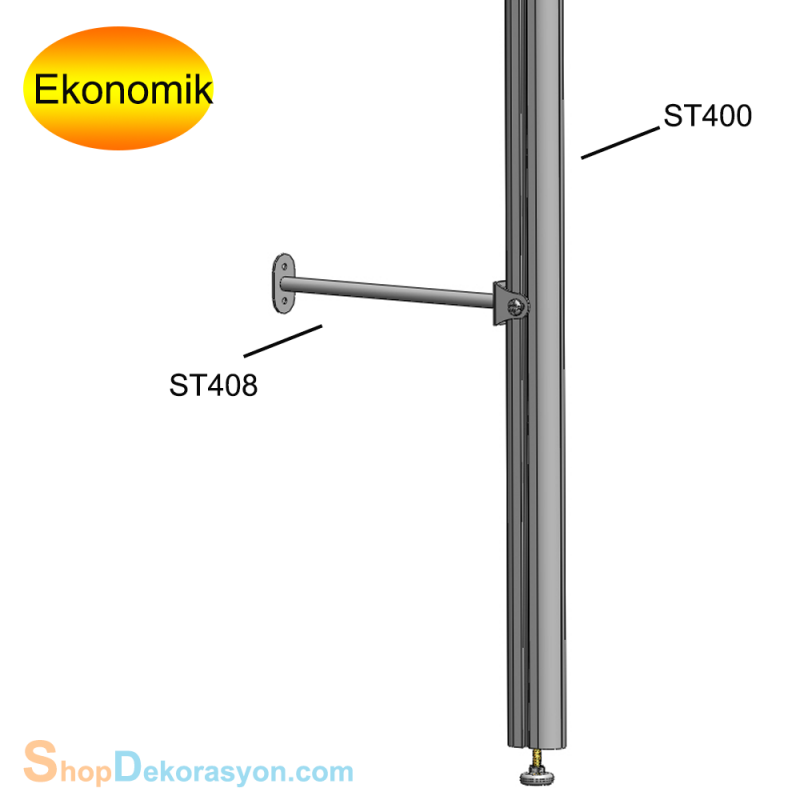 Duvar Önü F Tipi Raf Dikmesi, Bronz Eloksal 