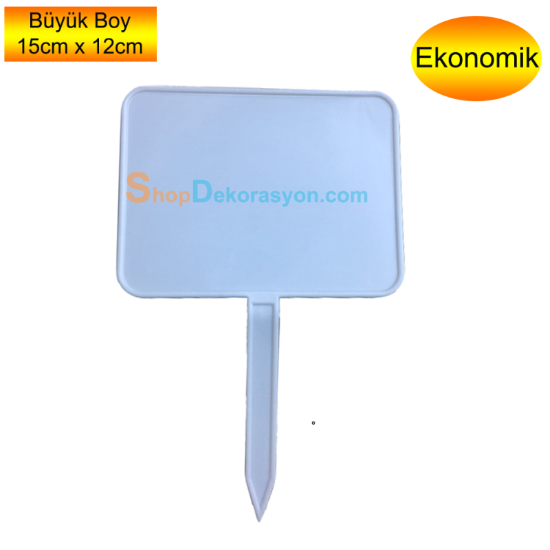 Saplamalı Manav Plastik Etiketliği, Büyük Boy Beyaz