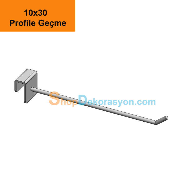 10 X 30 Yatay Lineer Profil Modülü Aksesuar Çubuğu Raf Kancası 20cm