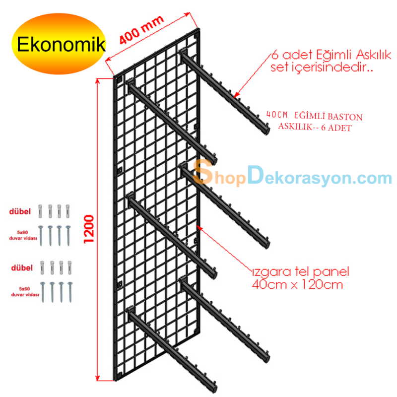 Duvara Tel Izgara Çantalık Standı